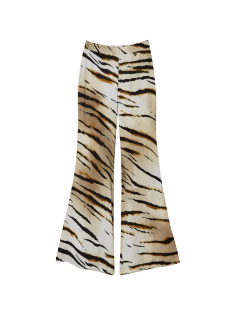 TWINSET animal-print twill trousers Neutrals 241LB2GQQ