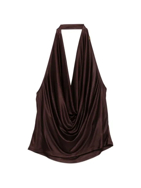 Elisabetta Franchi top in shiny viscose jersey fabric Brown CN00861E2