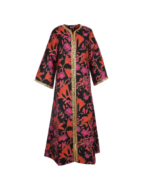 Baruni Aziza Abaya floral coat Black SS2621RD