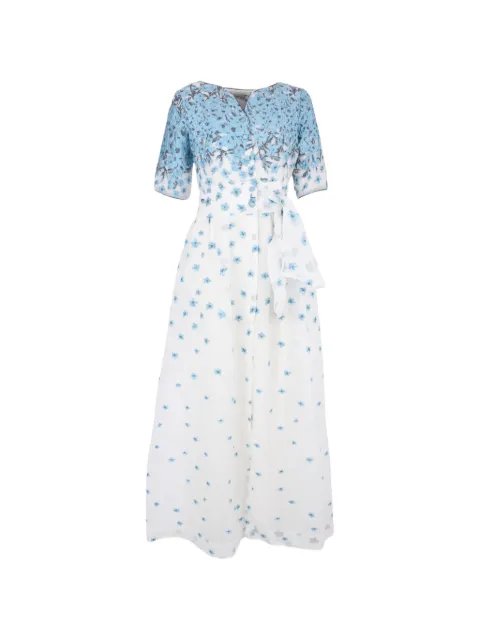 Baruni Lobelia floral-print tie maxi dress White FBS1324BL