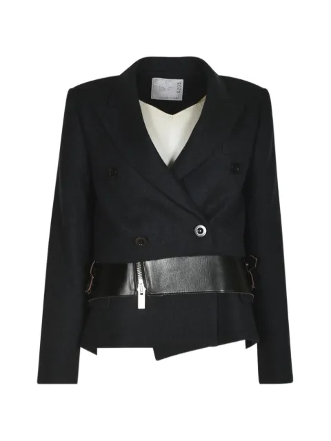 sacai double-breasted belted blazer Black 2508205227