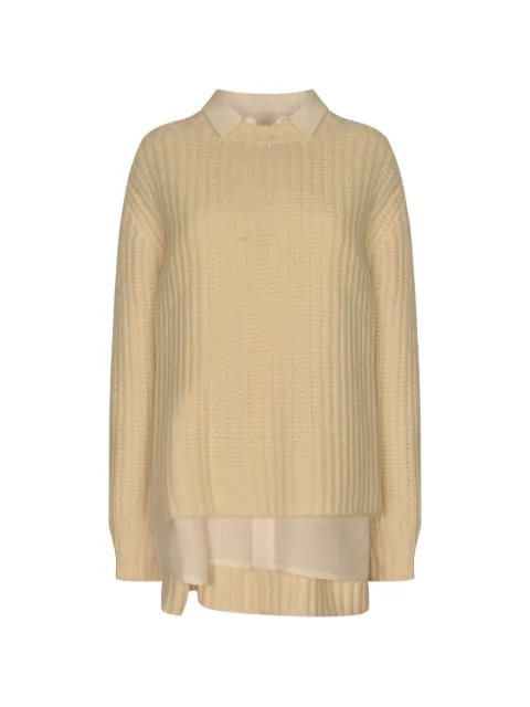 sacai collared knitted dress Neutrals 2508110151