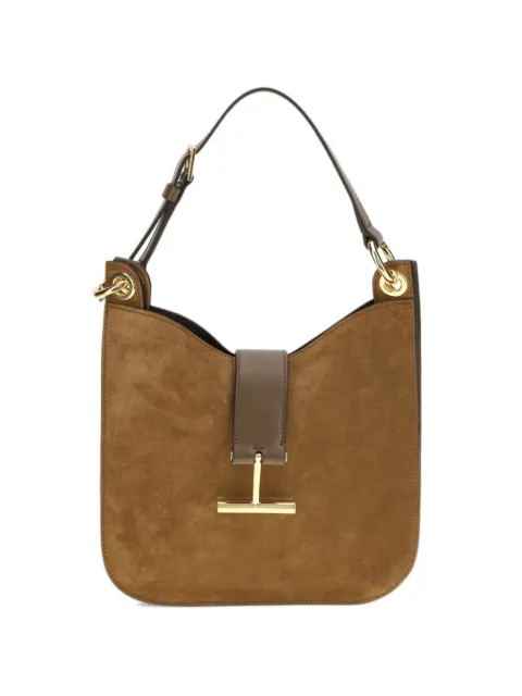 TOM FORD buckle smooth calf suede shoulder bag Brown L1764LCL068G