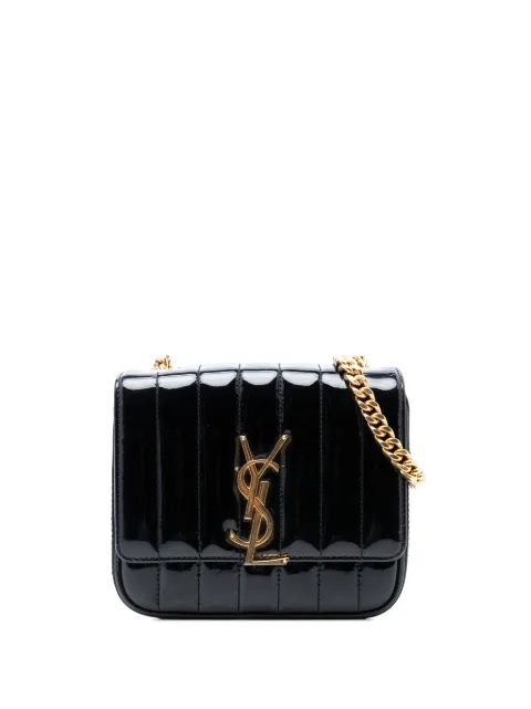 Saint Laurent Pre-Owned 2018 Small Patent Monogram Vicky Chain Bag crossbody bag Black RBKX4WOZT2ZJQJZI