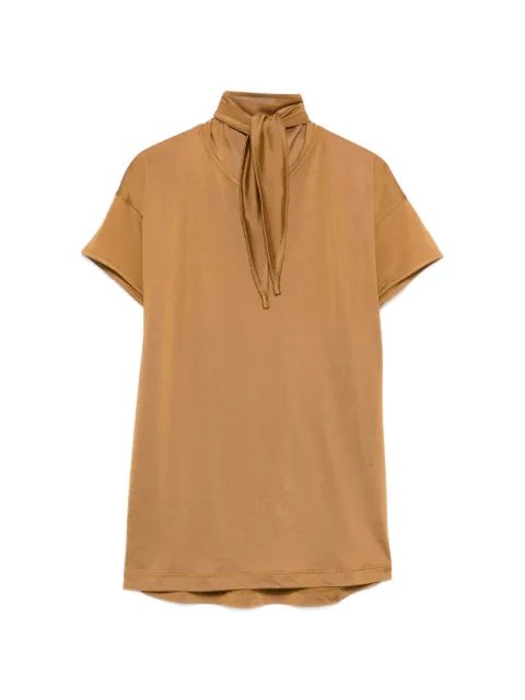 LEMAIRE tie-neck short-sleeve T-shirt Brown TS0020LJ1049