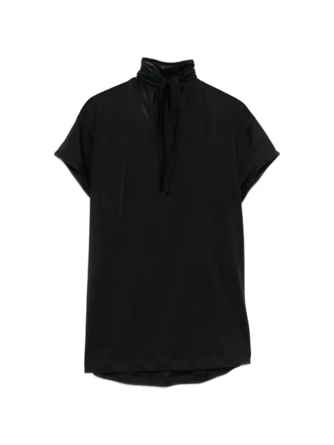 LEMAIRE short-sleeve foulard top in viscose cotton jersey Black TS0020LJ1049