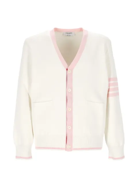 Thom Browne 4-Bar V-neck cardigan White MKC171D00219