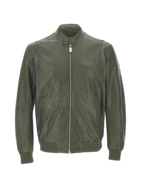 Peuterey zip leather jacket Green PEU541399012334471
