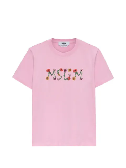 MSGM floral-print T-shirt Pink 4041MDM124N267002