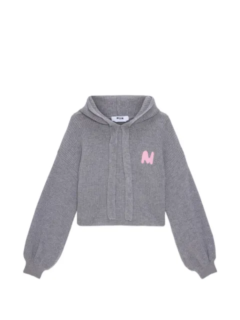MSGM hooded balloon-sleeve sweater Grey 4041MDM206267299