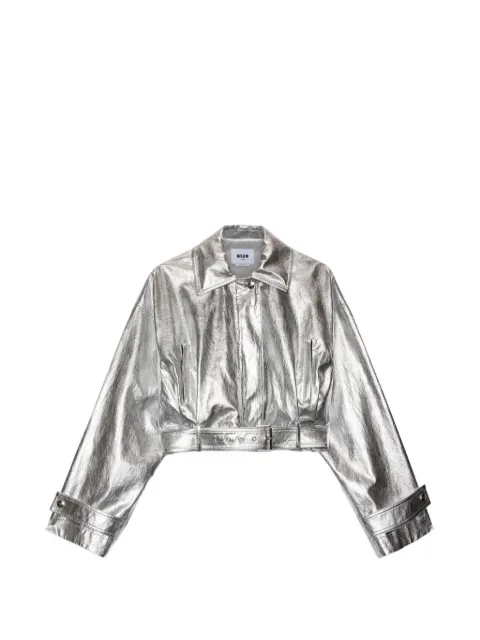 MSGM belted jacket Silver 4042MDH01A267305