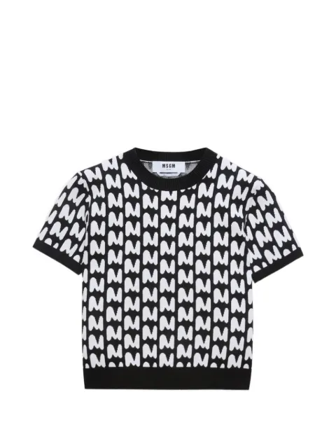 MSGM patterned short-sleeve T-shirt Black 4041MDM205267298