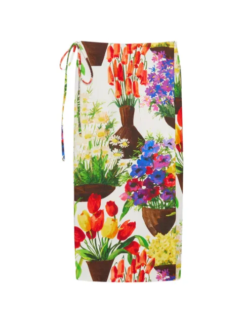 MSGM floral-print midi skirt White 4041MDD24267156