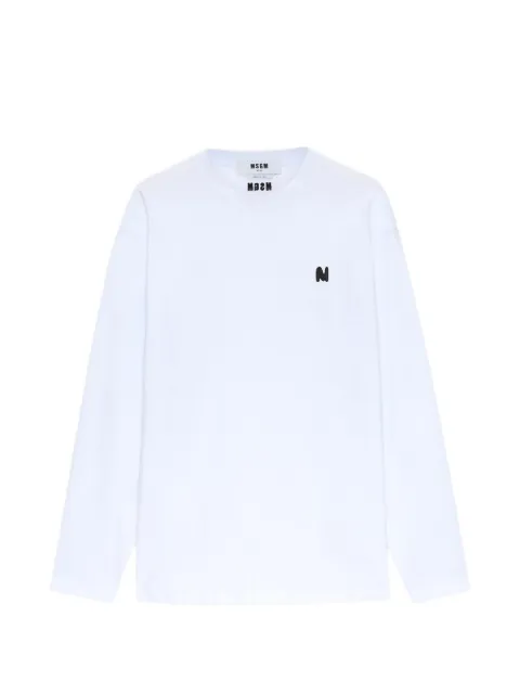 MSGM long-sleeved logo-detail T-shirt White 4040MM146D267002