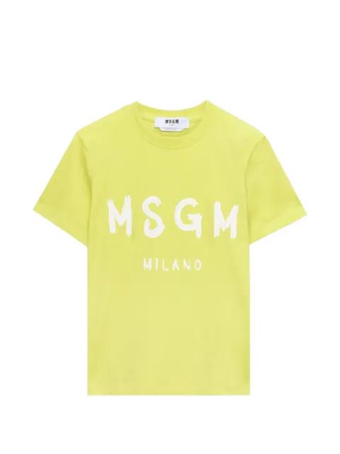 MSGM logo-print T-shirt Yellow 4041MDM51026700232