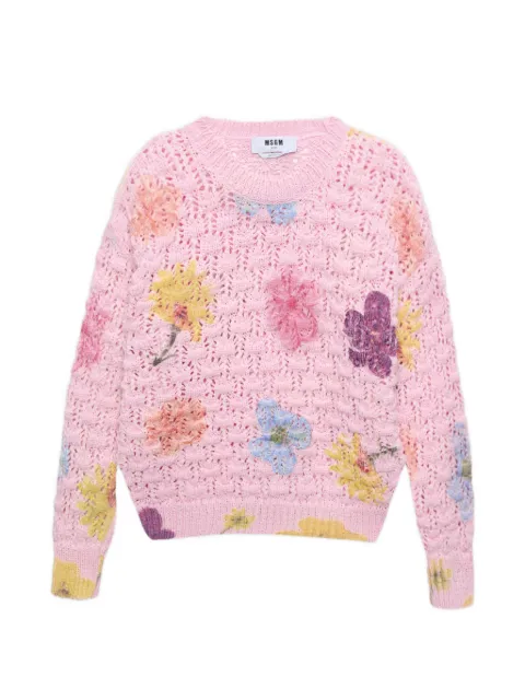 MSGM floral-embellishment sweater Pink 4041MDM190267292