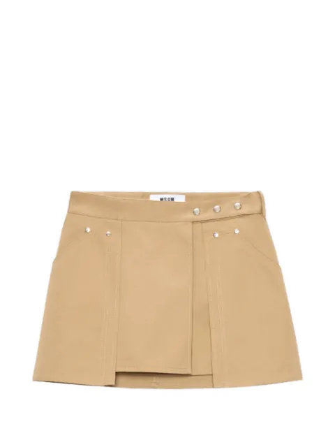 MSGM button-details wrap A-line skirt Neutrals 4041MDD03267104