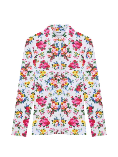 MSGM floral-pattern shirt White 4041MDE21X267151