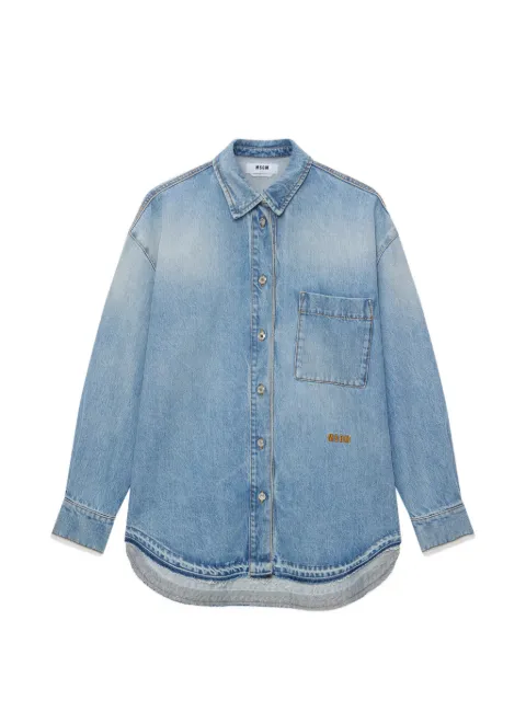 MSGM logo-embroidered denim shirt Blue 4041MDE231L267279