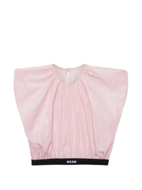 MSGM logo-print cropped blouse Pink 4041MDT0926710712