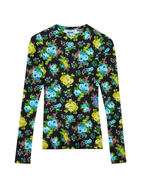 MSGM floral-detail long-sleeve top Black 4041MDM11X267151