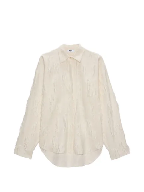 MSGM textured long-sleeve shirt Neutrals 4042MDE07267309