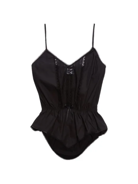 MSGM V-neck lace-detail top Black 4041MDT12267112
