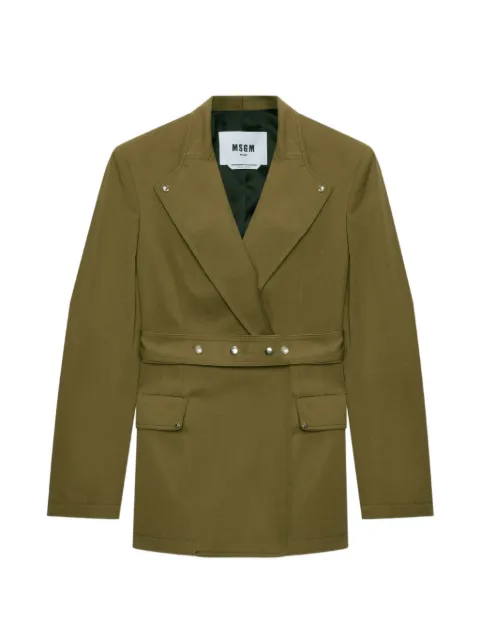 MSGM buttoned belted jacket Green 4041MDG10267104