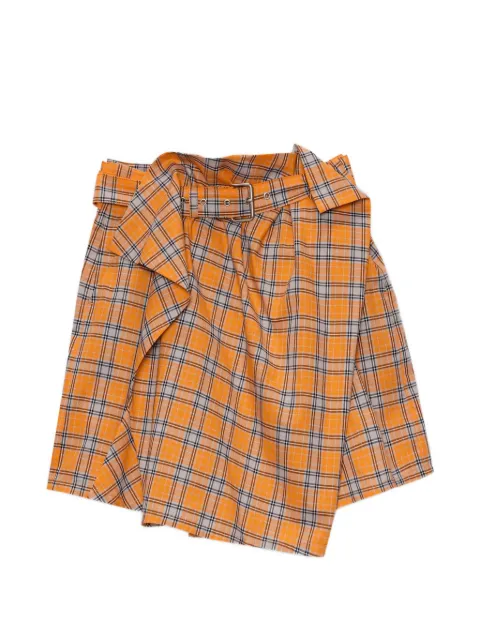 MSGM checked asymmetric mini skirt Orange 4042MDD08267312