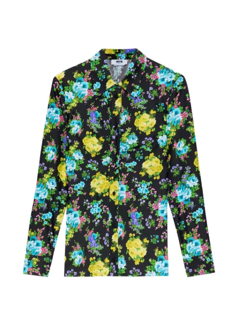 MSGM floral collared shirt Black 4041MDE21X267151
