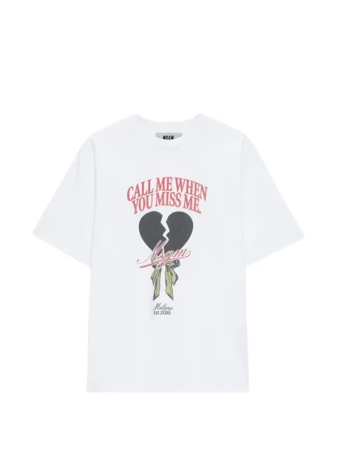 MSGM broken heart-graphic T-shirt White 4042MDM97267002