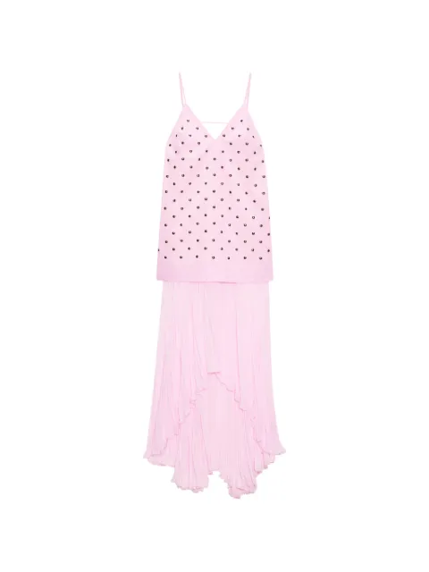 MSGM studded pleated asymmetric dress Pink 4042MDA26PX267112