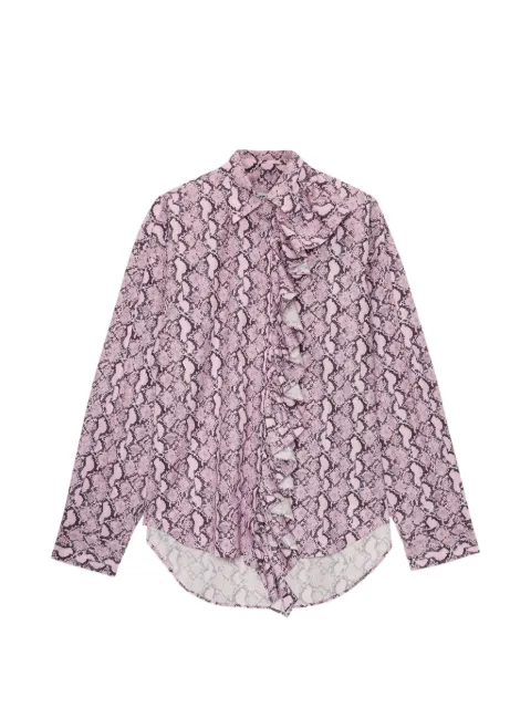 MSGM ruffled snake print shirt Pink 4042MDE08267352