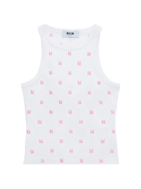 MSGM monogram ribbed tank top White 4041MDT79SE267283