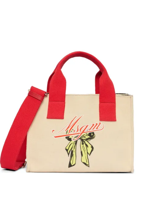 MSGM micro logo-detail tote bag Neutrals 4042MDZ12948