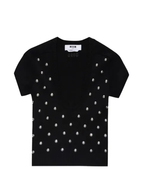 MSGM studded-embellished T-shirt Black 4042MDM200267482