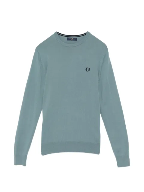 Fred Perry logo-embroidered round neck jumper Blue K9601