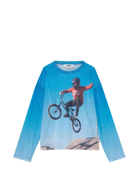 MSGM long-sleeve printed T-shirt Blue 4040MM01X267053