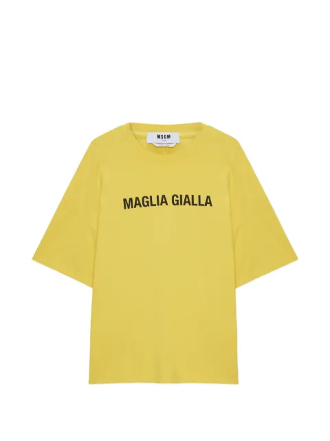 MSGM letter-print T-shirt Yellow 4040MM98N267098