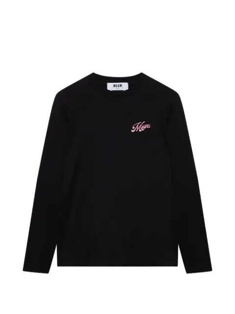 MSGM embroidered long-sleeve sweatshirt Black 4041MDM111D267002