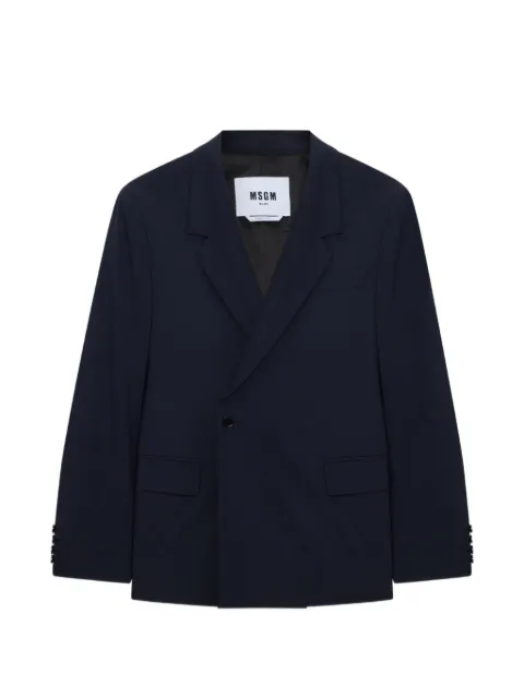 MSGM notched-lapel single-breasted blazer Blue 4040MG05267100