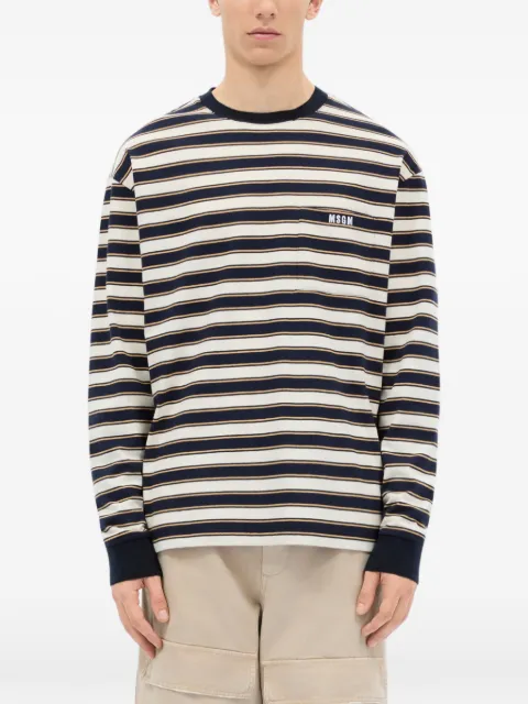 MSGM striped pocket T-shirt Blue 4040MM115D26701902
