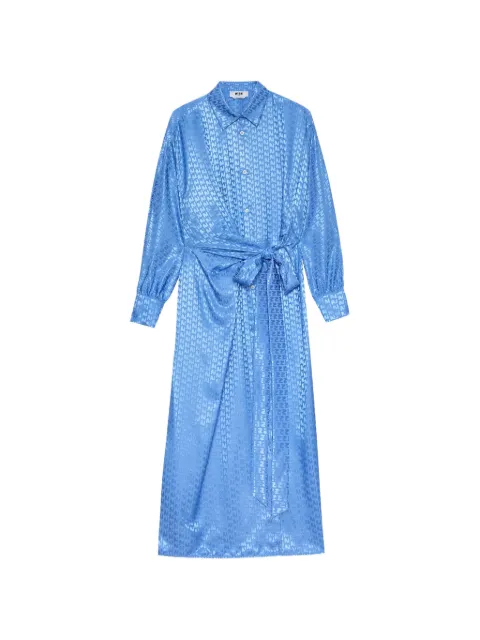 MSGM tie-waist patterned dress Blue 4041MDA32267105