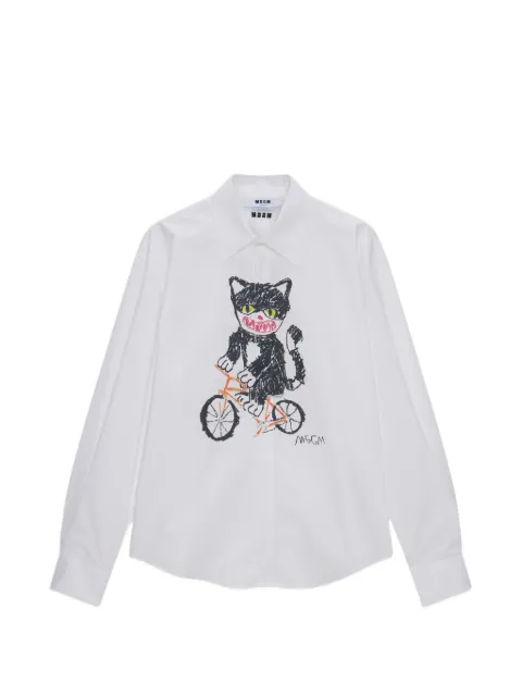 MSGM cat-print shirt White 4040ME18X267112