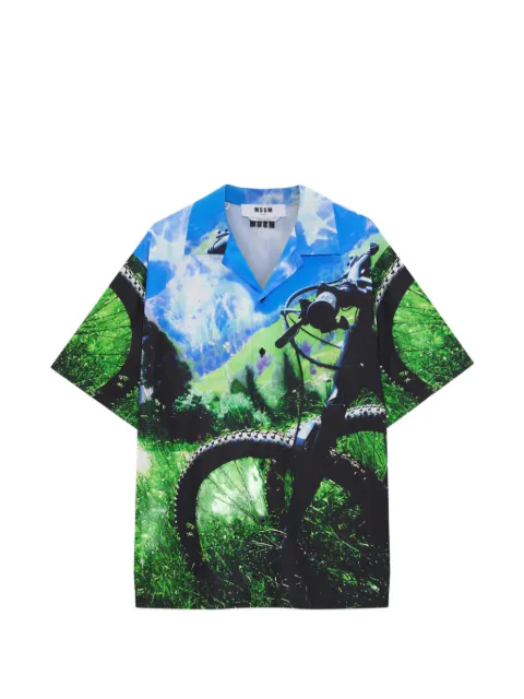 MSGM open-collar graphic shirt Green 4040ME11X267058