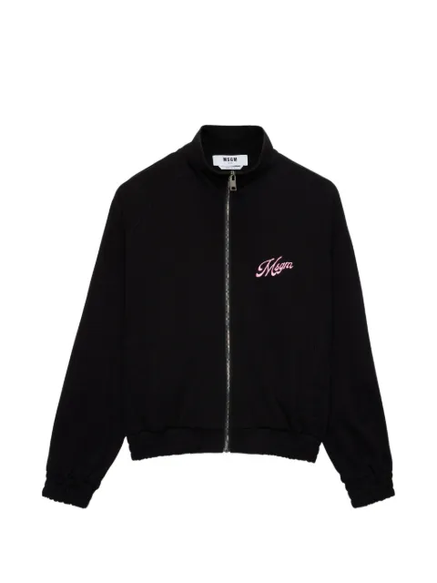 MSGM embroidered zip sweatshirt Black 4041MDM115267126