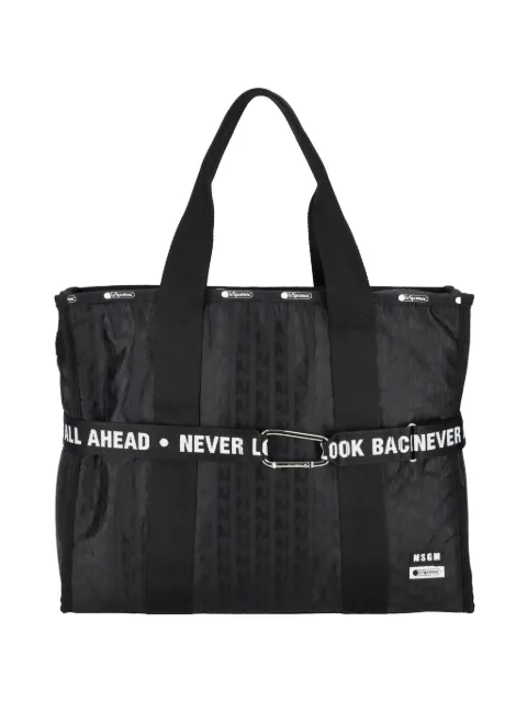 MSGM patterned lettering strap tote bag Black 4040MZ01929