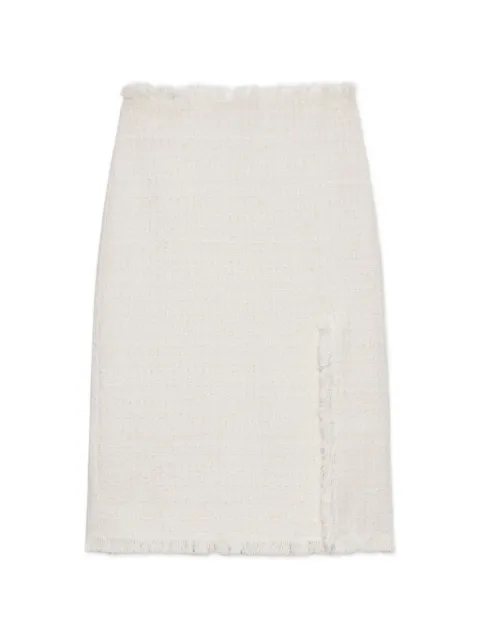 MSGM frayed slit midi skirt Neutrals 4041MDD05267111