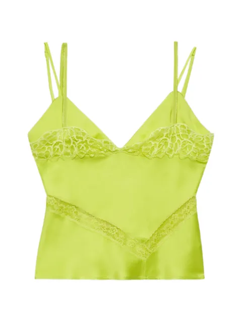 MSGM lace V-neck tank top Green 4041MDT11267103