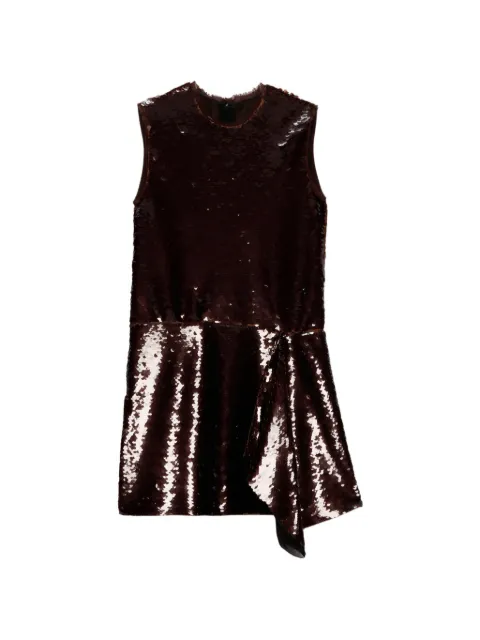 MSGM sequin asymmetrical mini dress Brown 4042MDA06A267314